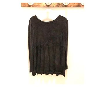 Gray Peplum Long Sleeve Shirt